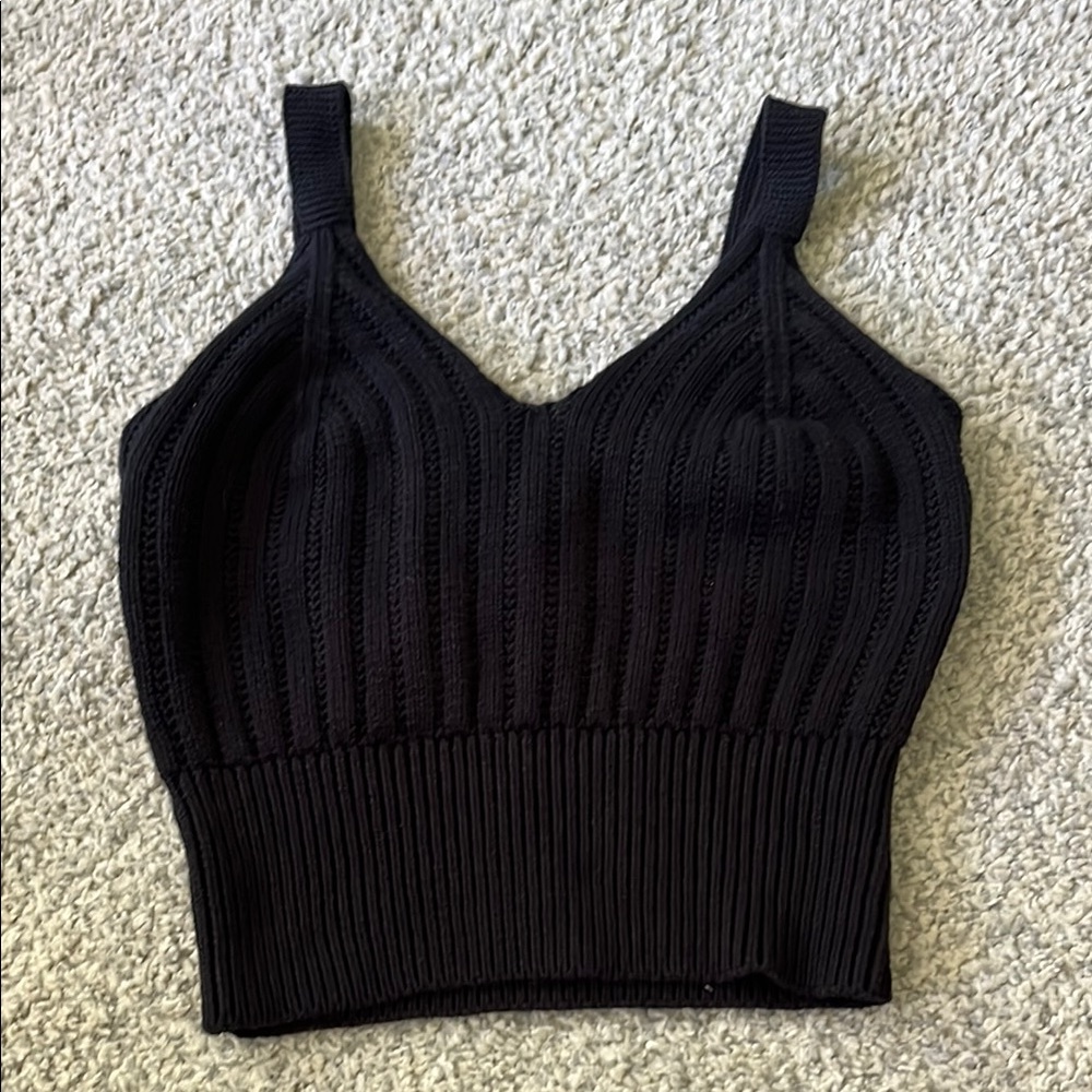 Streetwear Society Black Ribbed Crop Tank Top